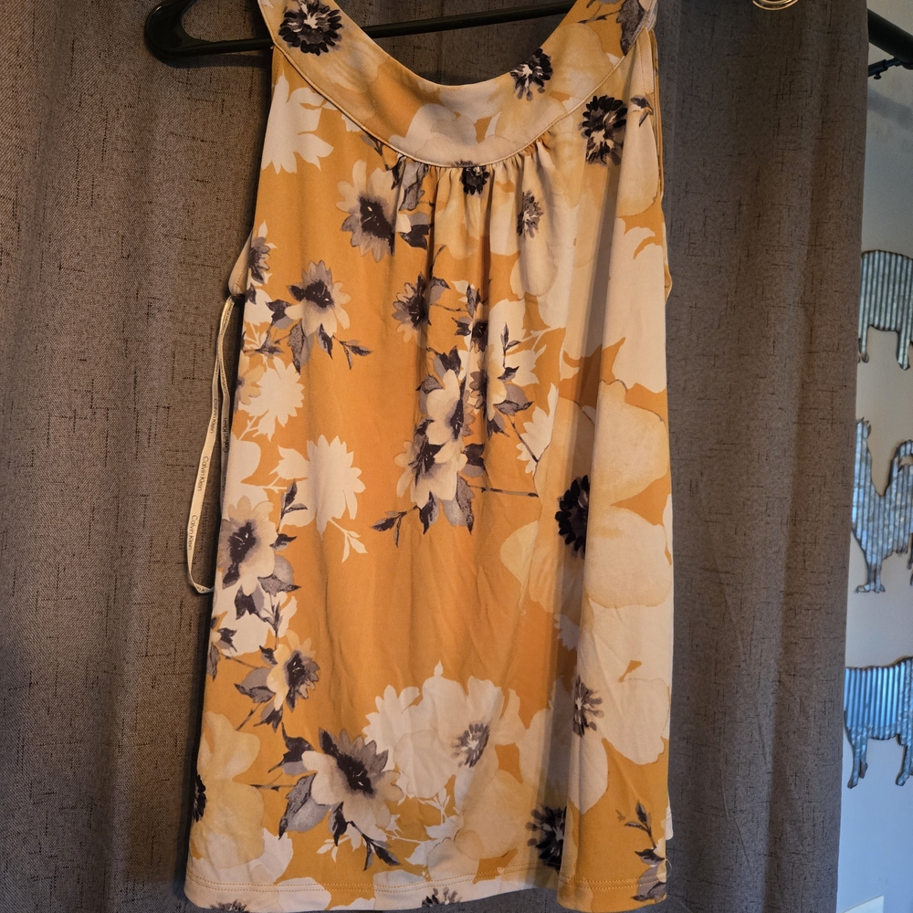 Calvin Klein Yellow and White Floral Top